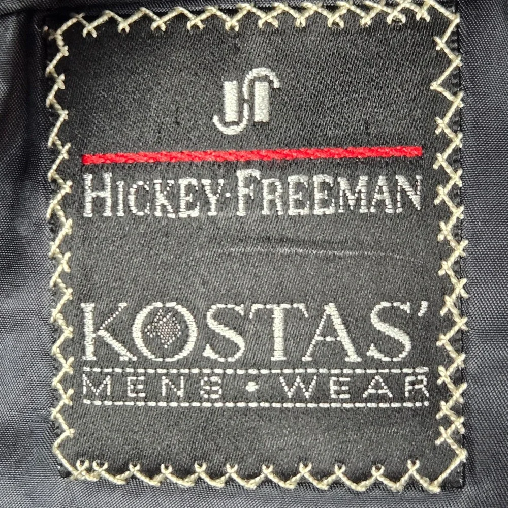 Hickey Freeman 44R Charcoal‎ Grey Micro-Pattern 100% Wool Boardroom 2-Piece Suit